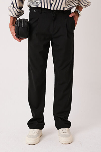 GAZAP Erkek Baggy Fit Beli Lastikli Rahat Pantolon Siyah