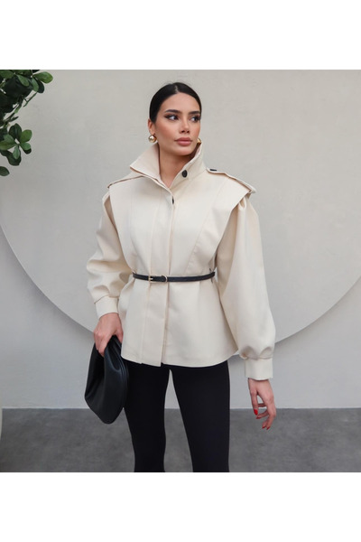 My Blog Beige Valeria Belted Jacket