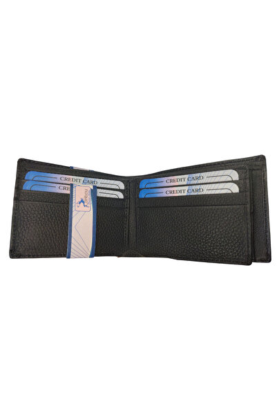 None Premium Genuine Leather Wallet for Men - Black Color