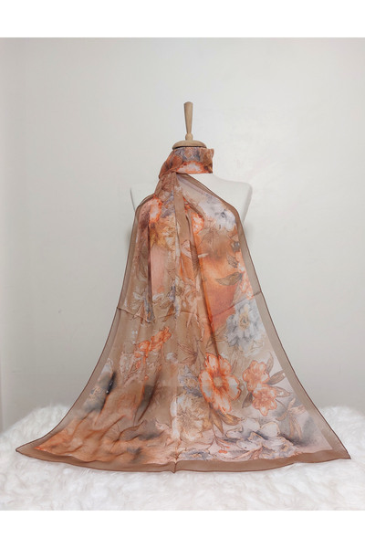 REMOMODA Floral Chiffon Shawl High Quality Fine Texture Soft Chiffon