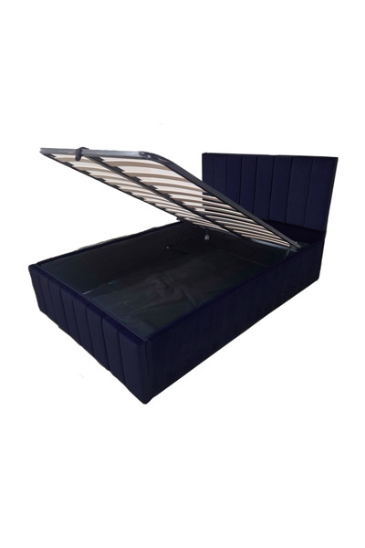OEM Confort Plus Double UpholsteMov inchis Bed, 160/200 cm, Mov inchis, with Folding Metal Frame and Sto