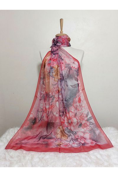 REMOMODA Floral Chiffon Shawl High Quality Fine Texture Soft Chiffon