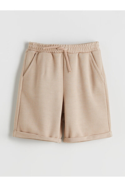 LC Waikiki شورت إنترلوك للأولاد باللون البني مع خصر مطاطي