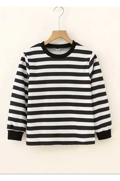BEBEĞİME ÇORAP Striped Long Sleeve Crew Neck Sweatshirt