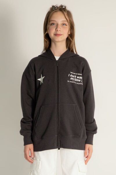 HAUSEkids 9-14 Years Old Mussness Magic Girl's Cardigan-Anthracite