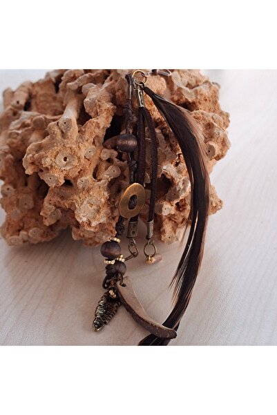 azra takı tasarım Handmade Authentic Bohemian Hippie Style Feathered Single Dangle Women's Earrings