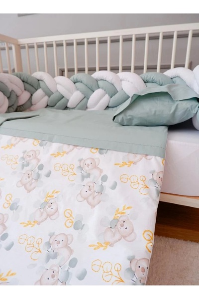 Fun Moment Braided baby bed rails with comforter, pillow and sheet