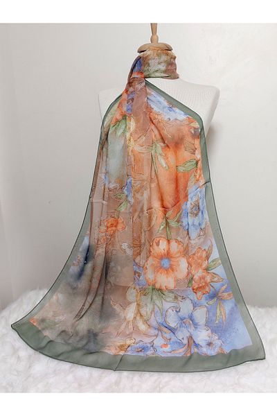 REMOMODA Floral Chiffon Shawl High Quality Fine Texture Soft Chiffon