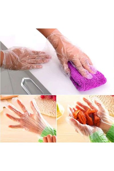 LYOBEST Set of 300 disposable HDPE polyethylene gloves with hanging strap, universal size