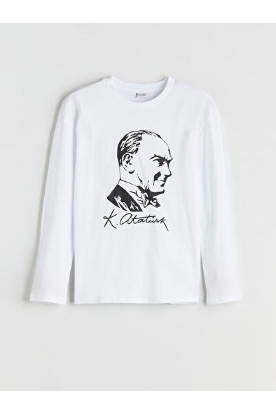 LC Waikiki Bisiklet Yaka Atatürk Baskılı Erkek Çocuk Tişört