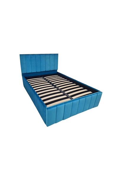 OEM Confort Plus Double UpholsteTurcoaz Bed, 2000/200 cm, Turcoaz, with Folding Metal Frame and Storage