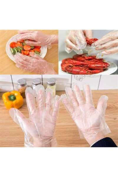 LYOBEST Set of 500 disposable HDPE polyethylene gloves with hanging strap, universal size