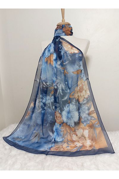 REMOMODA Floral Chiffon Shawl High Quality Fine Texture Soft Chiffon