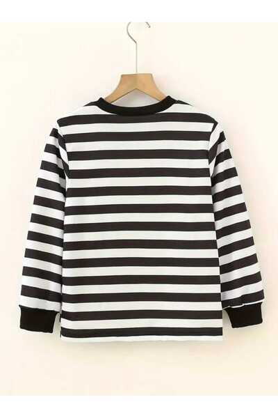 BEBEĞİME ÇORAP Striped Long Sleeve Crew Neck Sweatshirt
