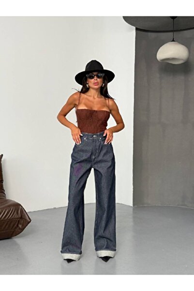 DENİKK TREND ÖZEL TASASARIM BELİ KEMERLİ AYARLANABİLİR CEP TASARIMLI BAGGY DENİM JEAN PANTLON