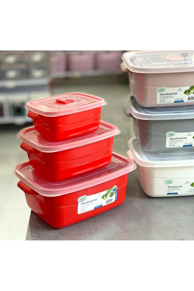 4AFACANÇEKİRGE Geee Home 3-Piece Rectangular Microfresh Pot (0.5+1+2 L)