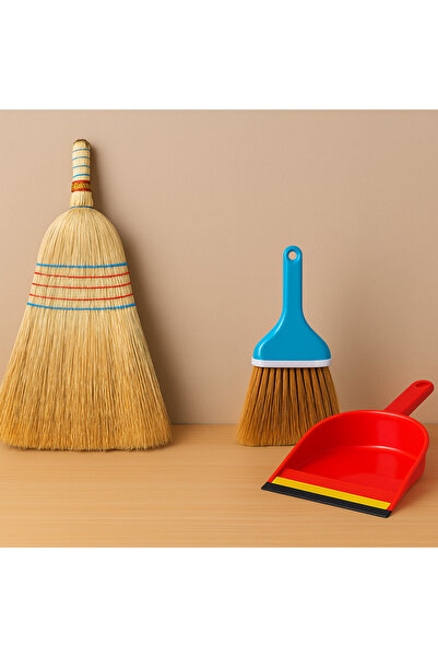 Metler Ot süpürge, mini el süpürgesi ve plastik faraş seti – pratik temizlik için ideal 3'lü set.