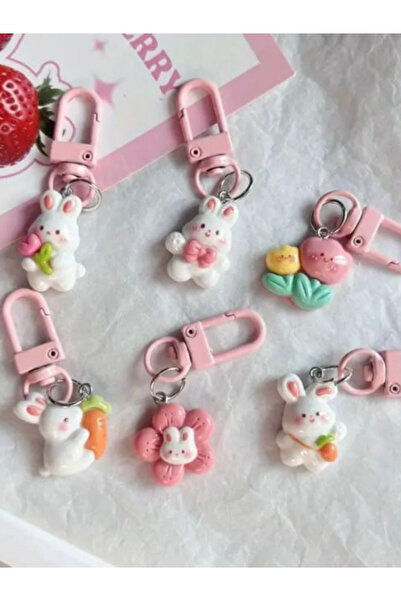 Pembe Pasaj Charm Keychain - Figured Keychain - Bag Ornament - 5 Pieces