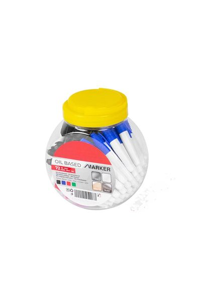SGTT Set of 72 mini permanent markers, oil-based, in 4 colors, in plastic box