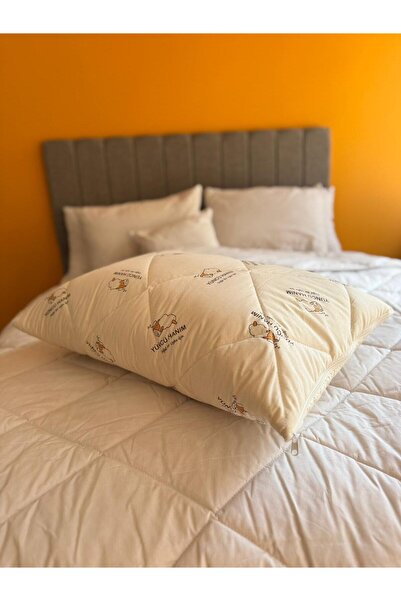 Yüncü Hanım Kuzu Yünü Dolgulu Kapitoneli Yastık Alezi , Doğal Pamuk Kumaş 50x70 cm (2 Adet)