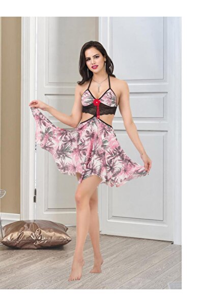 Viselya cu spatele gol Set de dantelă cămăși de noapte cu fustă cu volane