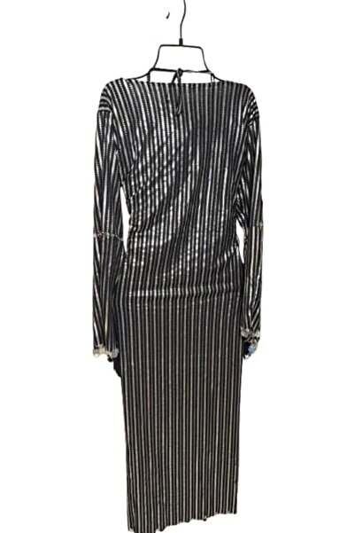 Generic Egyptian Belly Dance Abaya with Sequins - One Size (Black-Silver)