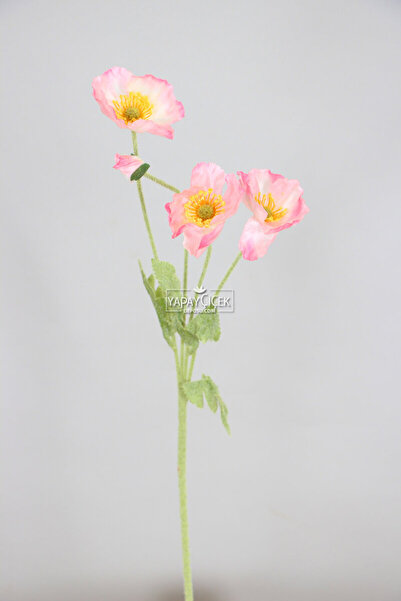 Yapay Çiçek Deposu Yapay Çiçek 4lü Gelincik Dalı 60 cm Açık Pembe