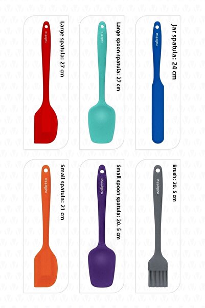 valletta Drongo Heat Resistant Fireproof Non-Stick Silicone Spatula Set 6 Pieces Mixed Color