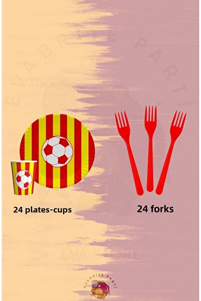 Evabrite Комплект за 24 души с ветрилообразен жълто-червен мотив, Minia - Ком...