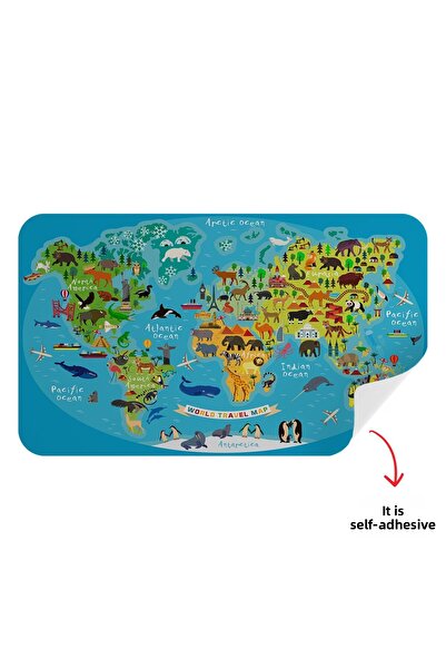 Harita Sepeti Educational World Map World Atlas Children's and Baby's Room Wall Sticker-3808