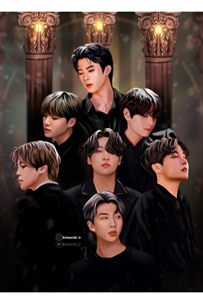 Universal Bts Ot7 Εικονογράφηση Ξύλινη Αφίσα Διακοσμητική Ξύλινη Αφίσα Κωδικό...