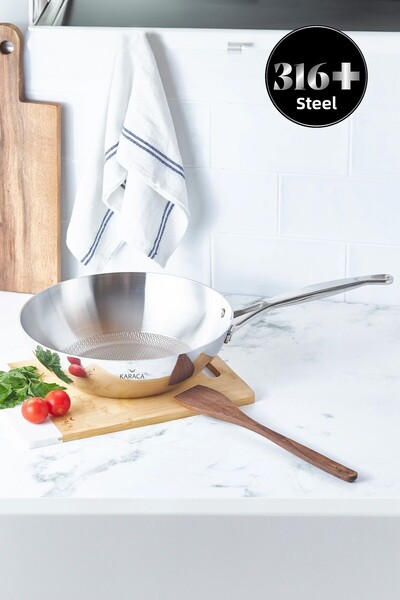 Karaca 3 طبقات Powersteel 316 مقلاة على شكل قرص العسل بقاعدة حثية سعة 2.8 لتر