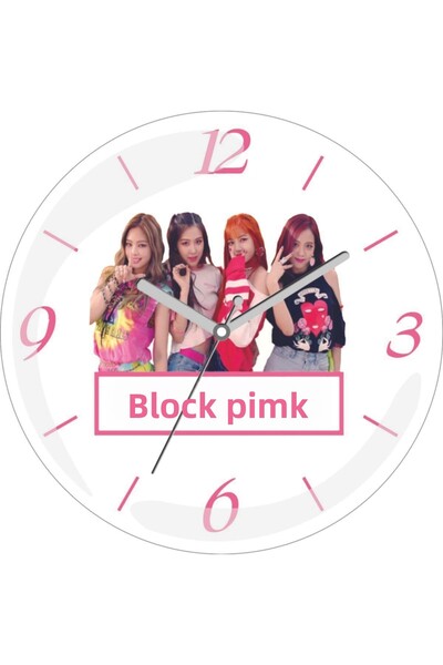 3M Ceas de perete din sticlă adevărată Black Pink Bombeli