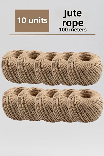 Fotografyabaskı 10 قطع من حبل الجوت من الخوص بطول 100 متر من حبل الجوت الطبيعي - حبل الكتان، حبل الخوص، حبل الحبل، حبل تزيين حبل الخيش