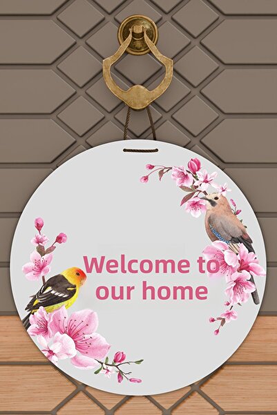 Dormot Home Modern Digital Printing Gray Bird Motif Welcome Door Ornament