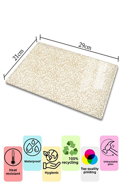 Postifull Vintage Glass Cutting Board, Thick And Unbreakable Glass, Chopping Board, Kitchen Presentation Board - 21*30cm