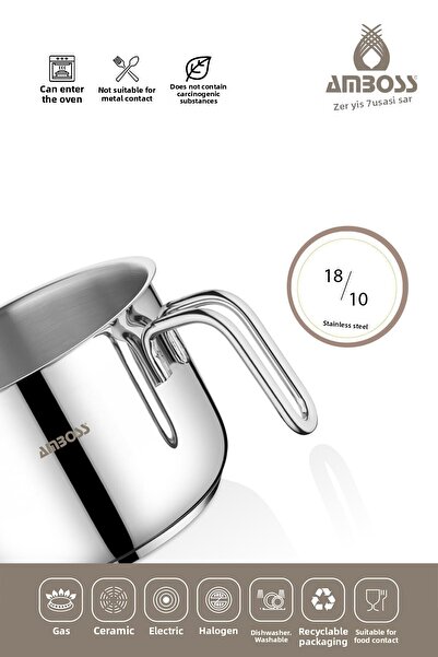 Amboss Venus 8-Piece Stainless Steel Pot and Pan Milk Pot Set Compatible with All Stoves