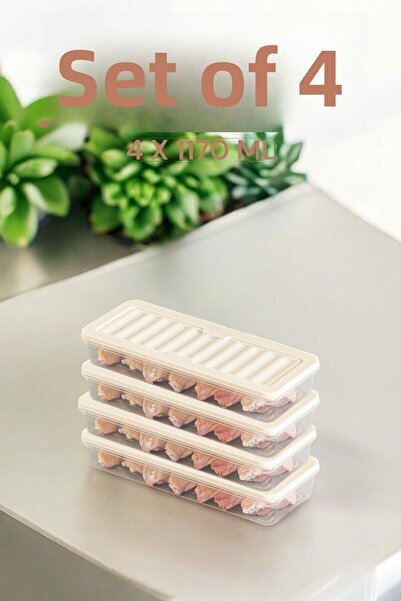 NY HOME 1170 ML Freshbox - Set of 4 Storage Container Suitable for Microwave and Diffraction CREAM