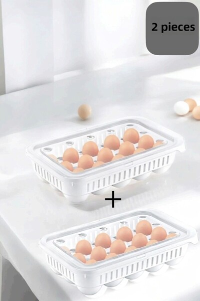 CocoVia (2 Pcs) 15 Pieces Egg Storage Container |   Egg Holder Sterile Egg Holder Egg Box with Lid