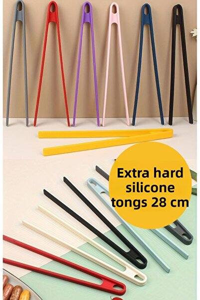 BRE HOME ملقط شواء سيليكون صلب للغاية، مقاوم للحرارة العالية، مقاوم للحريق، غير لاصق، مقاوم للخدش، 28 سم