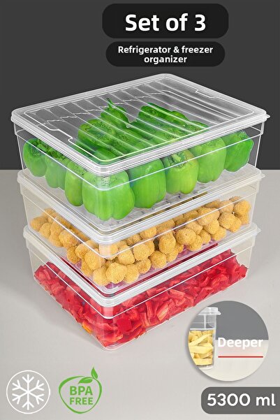 Meleni Home Σετ αποθήκευσης τροφίμων 3 τεμαχίων χωρητικότητας 5300ml - Βαθύς ...