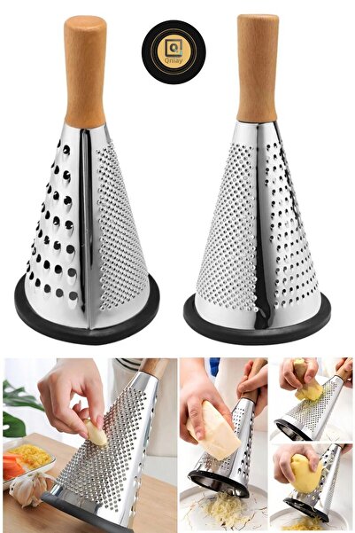 QNİAY Large Grater with Stainless Steel and Silicone Base - Luxury Handheld Vegetable Fruit Presentation Grater