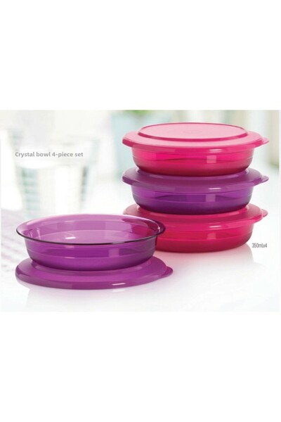 Tupperware وعاء تخزين كريستالين باللون الأرجواني والوردي