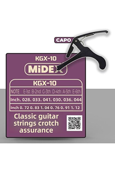 Lastvoice Midex Kgx-10c Classical Guitar String and Plectrums Set - Capo (CAPO) Included