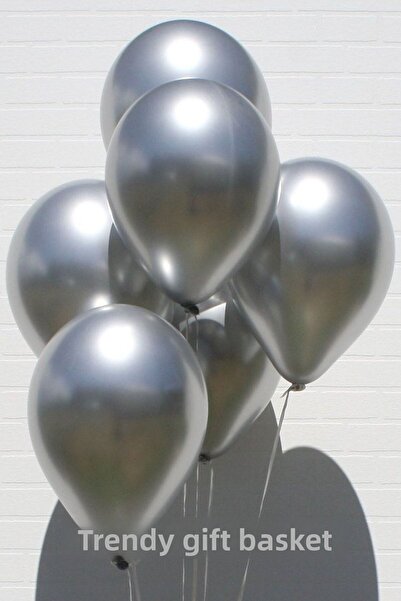 Trend Hediye Sepeti بالونات فضية معدنية مقاس 12 بوصة، عبوة من 10 قطع