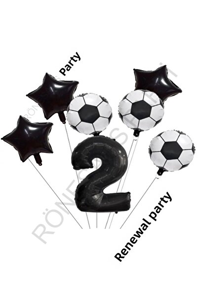 Generic Brand Star Number Football Ball Patterned Foil Balloon Set Age 2