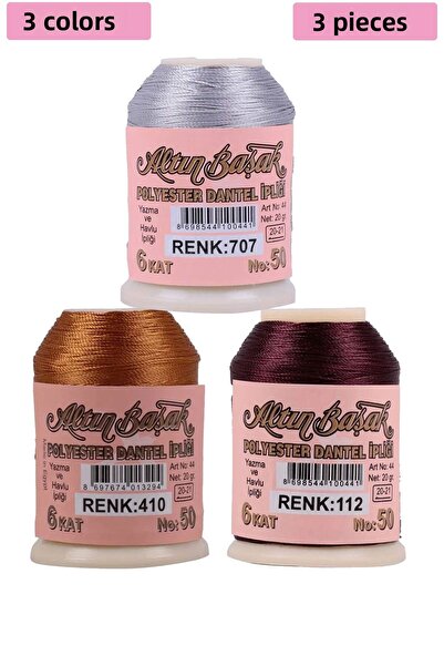 MKR 3 Pieces of Gold Spike Needle and Lace Thread 20 Gr - Royaleks - No: 410 - 112 - 707