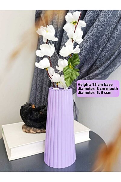 E.M.S AVM Vază în dungi de culoare lavandă, lungă, de dimensiuni mari, vază b...