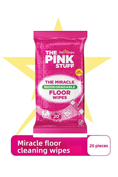 ThePinkStuff مناديل تنظيف الأرضيات متعددة الأغراض قابلة للتحلل الحيوي / عبوة من 20 منديلًا ورديًا