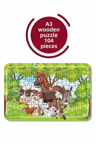 Baskı Atölyesi لغز حيوانات لطيفة A3 مكون من 104 قطعة، لعبة، منشار قطع